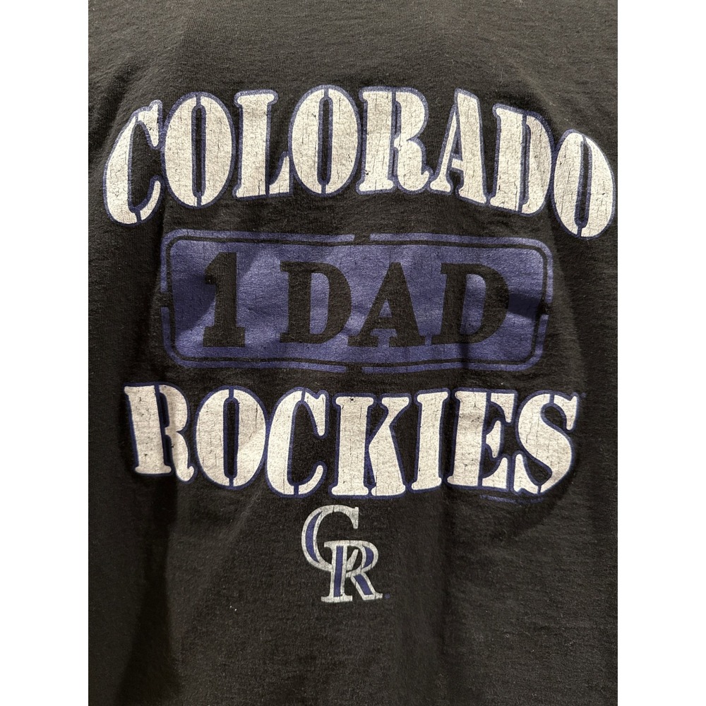 MLB‎ Colorado Rockies 1 Dad T-Shirt Mens XL Black Short Sleeve Baseball Graphic